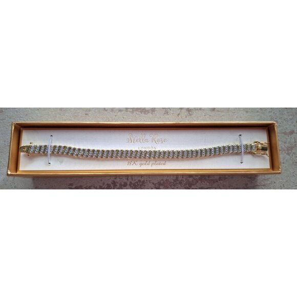 NEW Stella Rose London 18K Gold Plated & Rhinestone Bracelet In Box - Picture 1 of 6